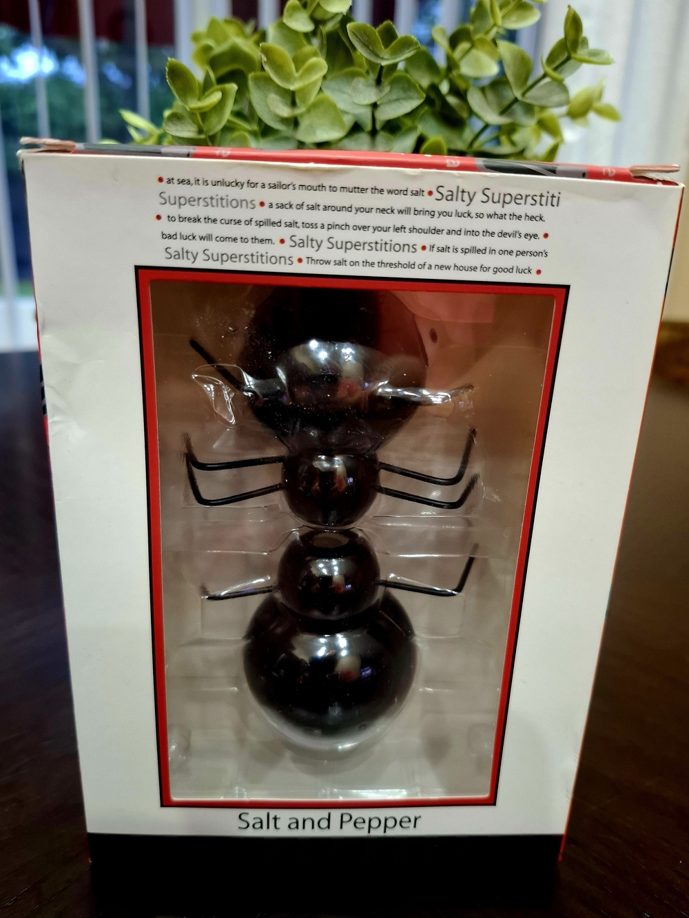 One Hundred 80 Degrees Ceramic Black Ant Salt & Pepper Shaker Set - NIB Vintage